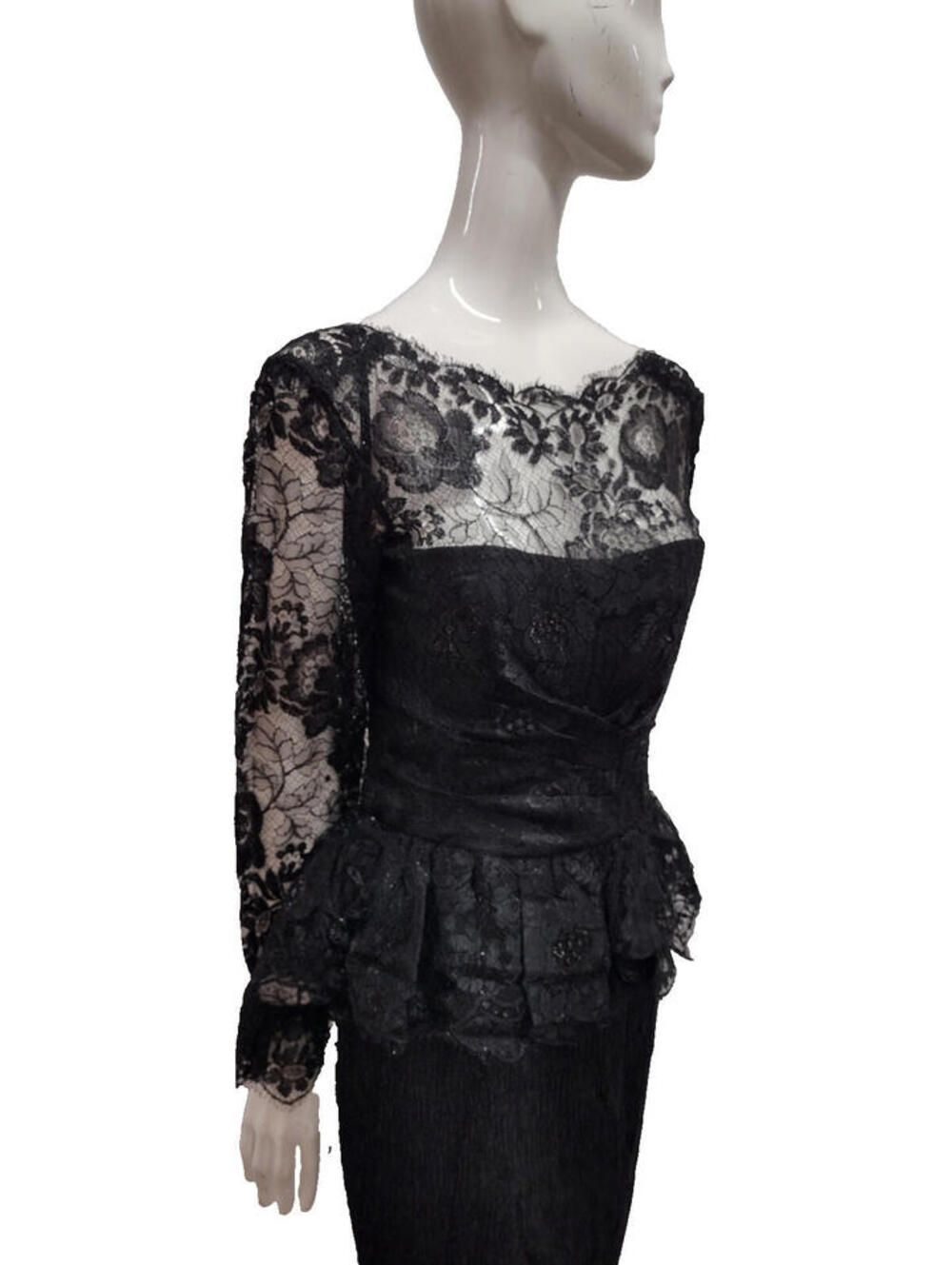 Vintage 80s Black Lace Cocktail Dress Mignon Evening Wear High Society Size 4/S